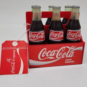 Coca-Cola Bottle-Shaped Color Markers 6-Pack Non-Toxic Art Supplies Authorized